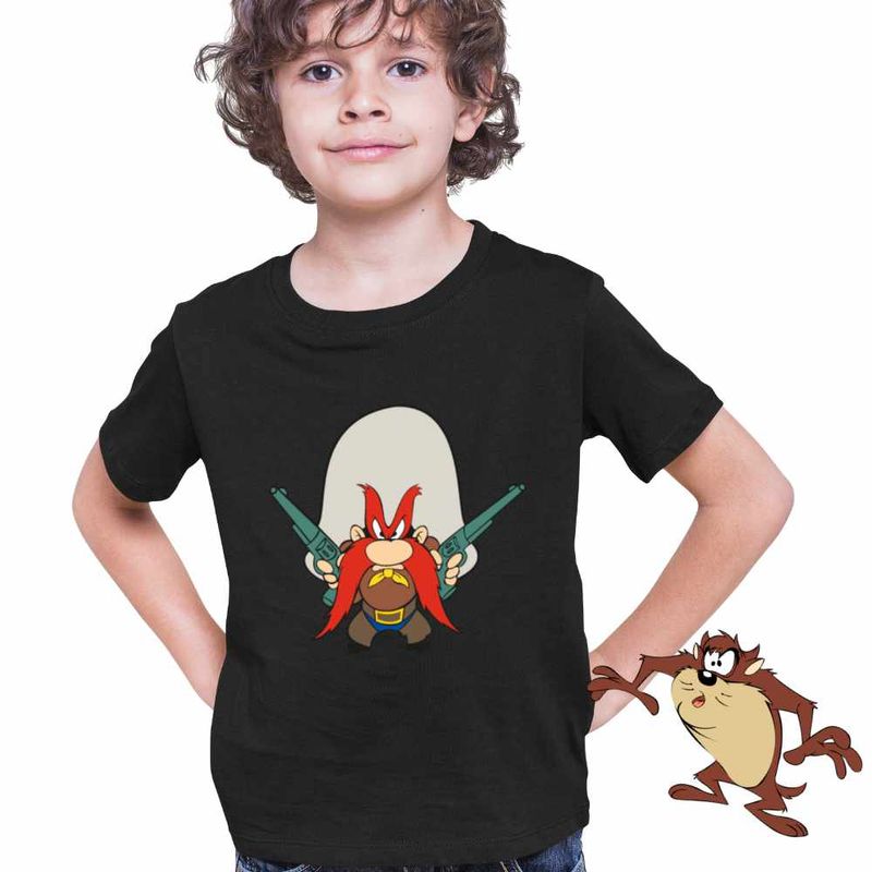 Fashion, accesorii si bijuterii - Copii - Imbracaminte copii - Tricouri copii - Tricou Copii Baieti Yosemite Sam Cowboy, negru, marime M Copii - Infinity.ro
