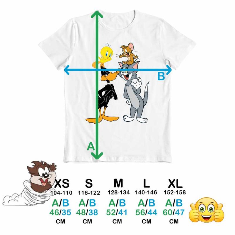 Fashion, accesorii si bijuterii - Copii - Imbracaminte copii - Tricouri copii - Tricou Copii Fete Daffy Duck Tom Jerry Tweety, alb, marime XS Copii - Infinity.ro