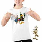 Fashion, accesorii si bijuterii - Copii - Imbracaminte copii - Tricouri copii - Tricou Copii Fete Porky Daffy Vrajitor Looney Tunes, alb, marime XS Copii - Infinity.ro