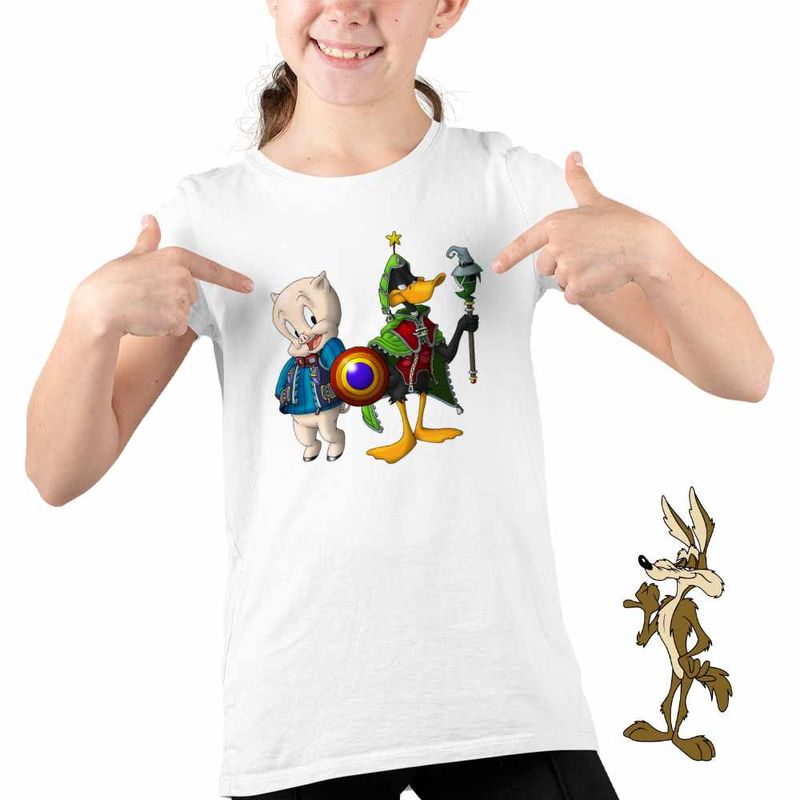 Fashion, accesorii si bijuterii - Copii - Imbracaminte copii - Tricouri copii - Tricou Copii Fete Porky Daffy Vrajitor Looney Tunes, alb, marime XS Copii - Infinity.ro