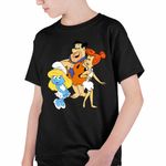 Fashion, accesorii si bijuterii - Copii - Imbracaminte copii - Tricouri copii - Tricou Copii Baieti Familia Flintstone Strumfita Strumfii Distractie, negru, marime XS Copii - Infinity.ro