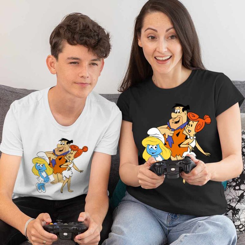 Fashion, accesorii si bijuterii - Copii - Imbracaminte copii - Tricouri copii - Tricou Copii Baieti Familia Flintstone Strumfita Strumfii Distractie, negru, marime XS Copii - Infinity.ro
