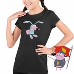 Fashion, accesorii si bijuterii - Copii - Imbracaminte copii - Tricouri copii - Tricou Copii Fete Curaj Cainele cel Fricos Iepure Cartoon Network, negru, marime XL Copii - Infinity.ro