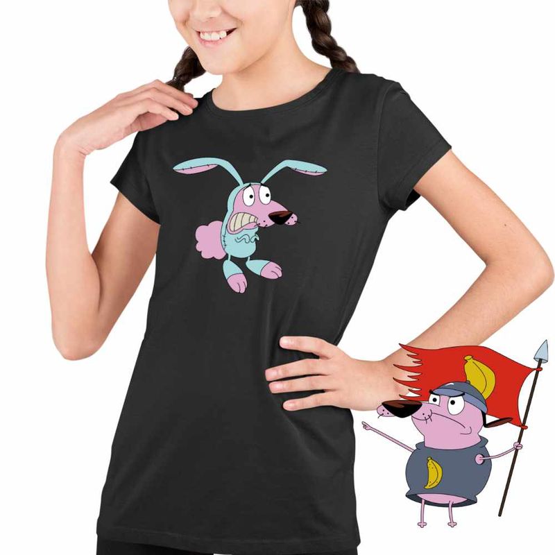 Fashion, accesorii si bijuterii - Copii - Imbracaminte copii - Tricouri copii - Tricou Copii Fete Curaj Cainele cel Fricos Iepure Cartoon Network, negru, marime XL Copii - Infinity.ro