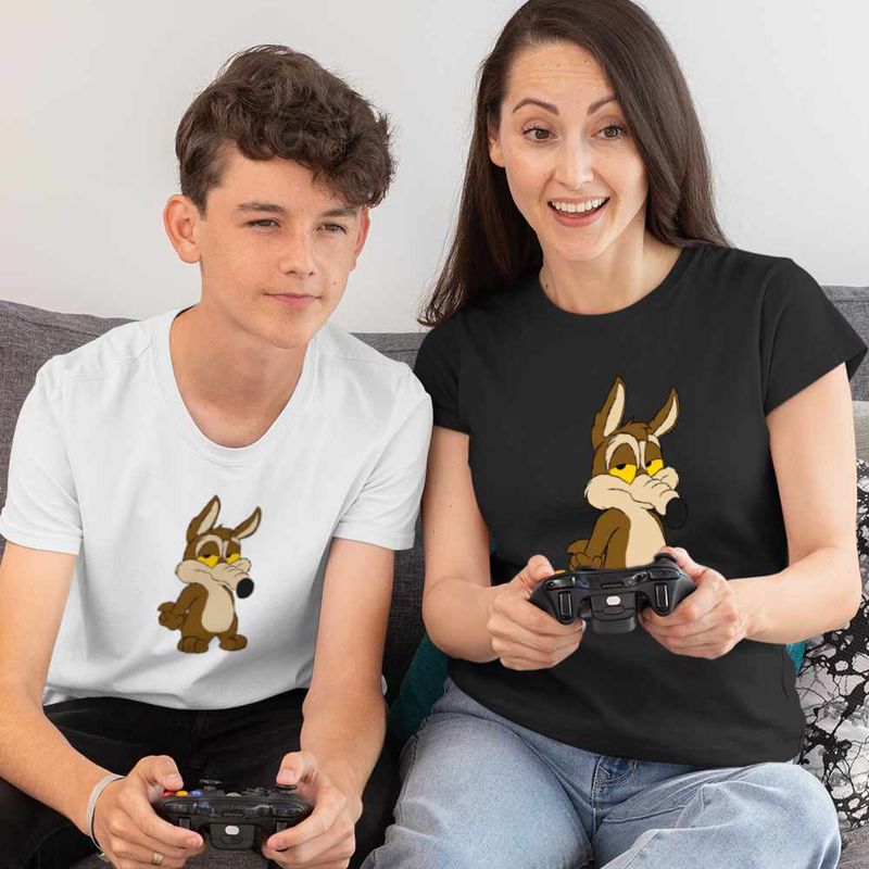 Fashion, accesorii si bijuterii - Copii - Imbracaminte copii - Tricouri copii - Tricou Copii Baieti Coiot Chibi Bebelus, negru, marime S Copii - Infinity.ro
