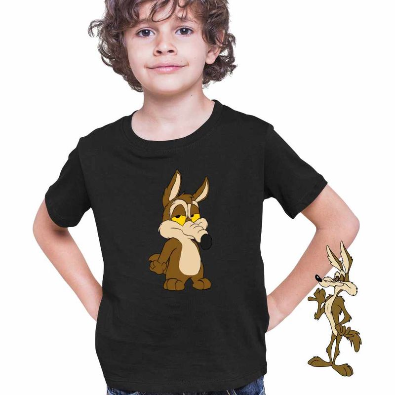 Fashion, accesorii si bijuterii - Copii - Imbracaminte copii - Tricouri copii - Tricou Copii Baieti Coiot Chibi Bebelus, negru, marime S Copii - Infinity.ro