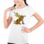 Fashion, accesorii si bijuterii - Copii - Imbracaminte copii - Tricouri copii - Tricou Copii Fete ScoobyDoo Shaggy Saluta Joaca, alb, marime XS Copii - Infinity.ro
