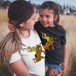 Fashion, accesorii si bijuterii - Copii - Imbracaminte copii - Tricouri copii - Tricou Copii Fete ScoobyDoo Shaggy Saluta Joaca, alb, marime XS Copii - Infinity.ro