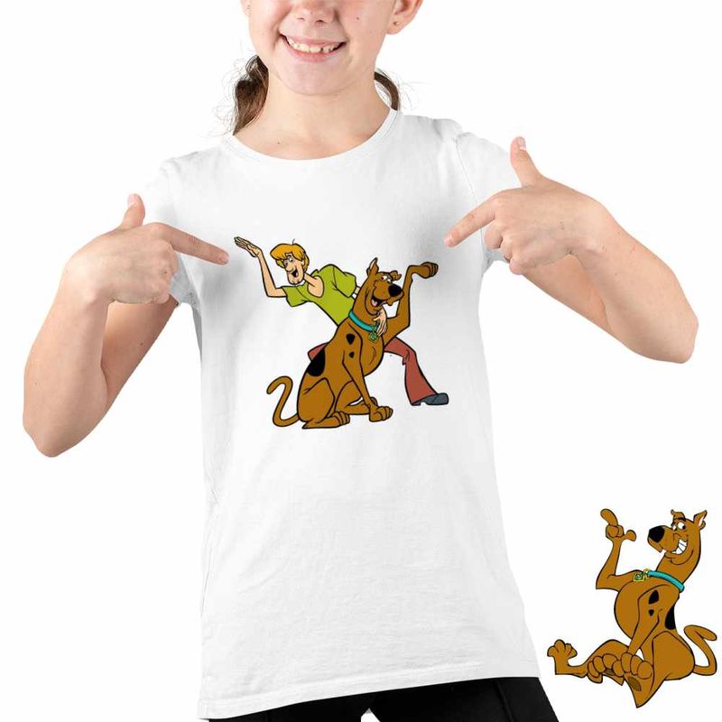Fashion, accesorii si bijuterii - Copii - Imbracaminte copii - Tricouri copii - Tricou Copii Fete ScoobyDoo Shaggy Saluta Joaca, alb, marime XS Copii - Infinity.ro