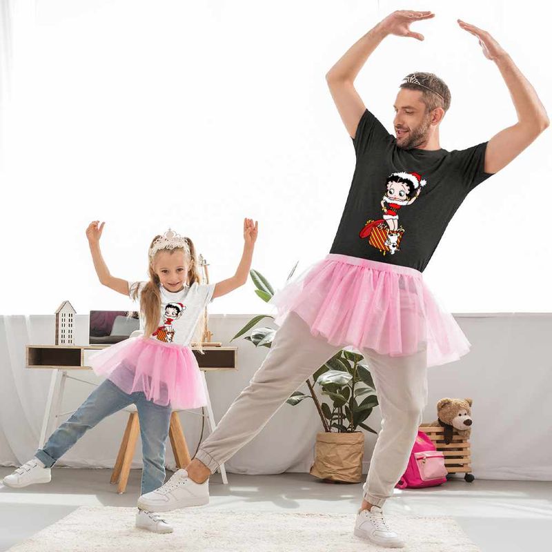 Fashion, accesorii si bijuterii - Copii - Imbracaminte copii - Tricouri copii - Tricou Copii Fete Betty Boop Craciunita Mos Craciun, negru, marime XL Copii - Infinity.ro