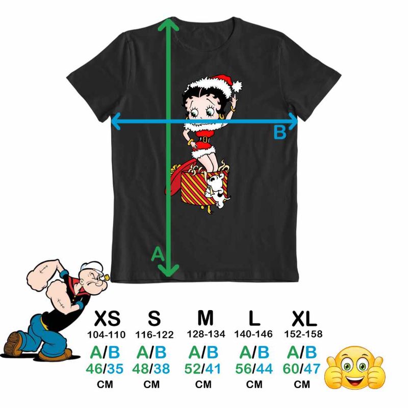 Fashion, accesorii si bijuterii - Copii - Imbracaminte copii - Tricouri copii - Tricou Copii Fete Betty Boop Craciunita Mos Craciun, negru, marime XL Copii - Infinity.ro