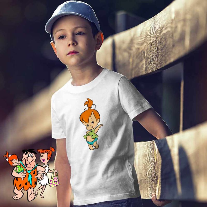 Fashion, accesorii si bijuterii - Copii - Imbracaminte copii - Tricouri copii - Tricou Copii Baieti Familia Flintstone Pebbles Bebelus, alb, marime S Copii - Infinity.ro