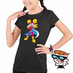 Fashion, accesorii si bijuterii - Copii - Imbracaminte copii - Tricouri copii - Tricou Copii Fete Dexter Laboratory Dee Dee Super Erou, negru, marime XS Copii - Infinity.ro