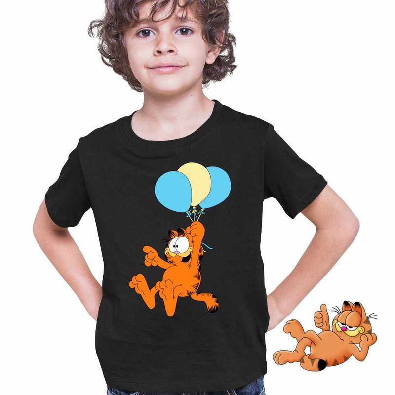 Fashion, accesorii si bijuterii - Copii - Imbracaminte copii - Tricouri copii - Tricou Copii Baieti Garfield Baloane Desene Dublate, negru, marime XS Copii - Infinity.ro