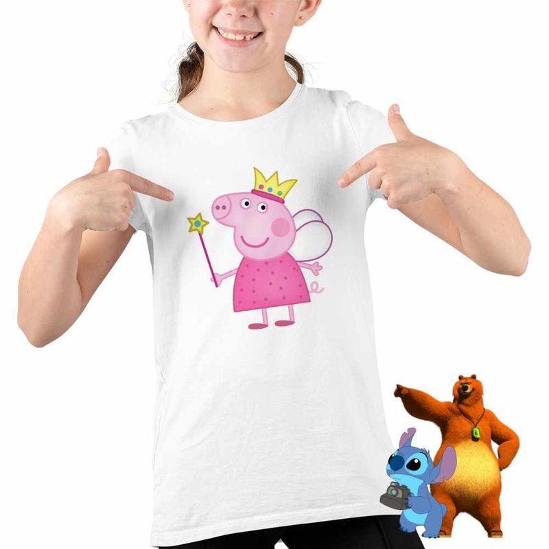 Fashion, accesorii si bijuterii - Copii - Imbracaminte copii - Tricouri copii - Tricou Copii Fete Purcelusa Peppa Pig Zana Maseluta CoolTrend, alb, marime L Copii - Infinity.ro