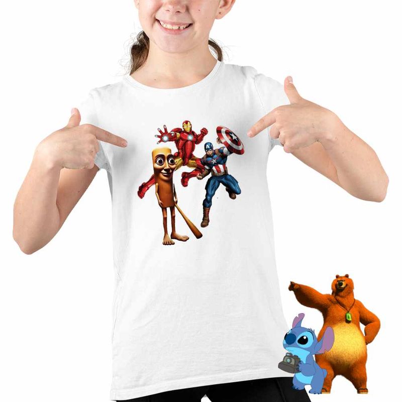 Fashion, accesorii si bijuterii - Copii - Imbracaminte copii - Tricouri copii - Tricou Copii Fete Iron Man Tung Sahur CoolTrend, alb, marime S Copii - Infinity.ro