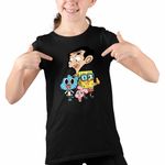 Fashion, accesorii si bijuterii - Copii - Imbracaminte copii - Tricouri copii - Tricou Copii Fete Gumball Mr Bean SpongeBob CoolTrend, negru, marime M Copii - Infinity.ro