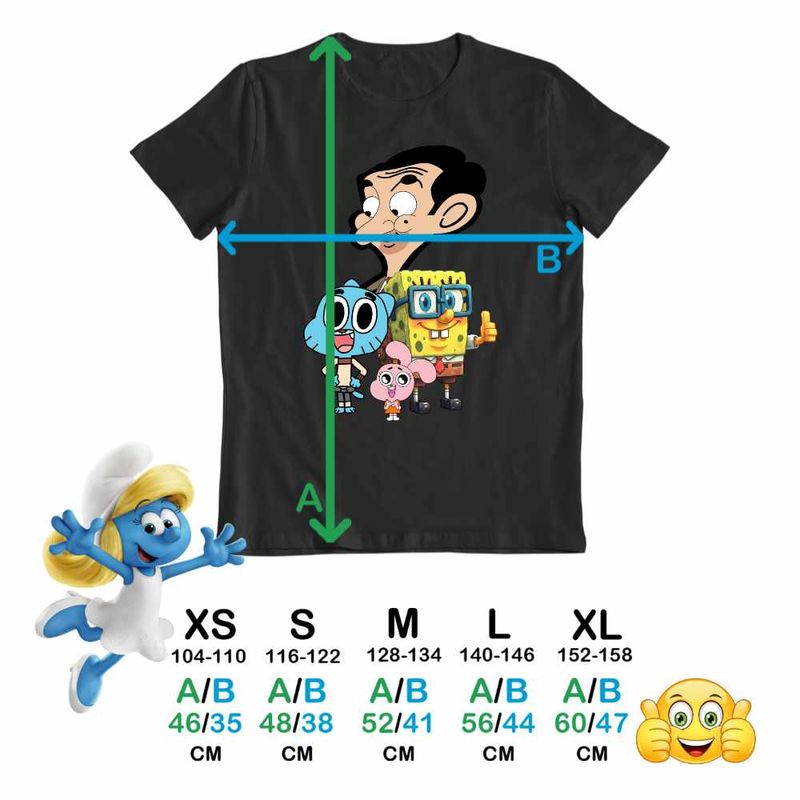 Fashion, accesorii si bijuterii - Copii - Imbracaminte copii - Tricouri copii - Tricou Copii Fete Gumball Mr Bean SpongeBob CoolTrend, negru, marime M Copii - Infinity.ro