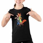Fashion, accesorii si bijuterii - Copii - Imbracaminte copii - Tricouri copii - Tricou Copii Fete Zootopia Nick Judy Parteneri CoolTrend, negru, marime S Copii - Infinity.ro
