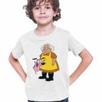Fashion, accesorii si bijuterii - Copii - Imbracaminte copii - Tricouri copii - Tricou Copii Baieti Curaj Cainele Fricos Bunica Beagle Catel, alb, marime M Copii - Infinity.ro