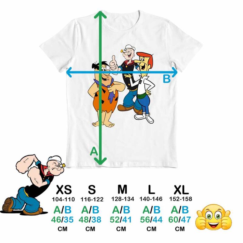 Fashion, accesorii si bijuterii - Copii - Imbracaminte copii - Tricouri copii - Tricou Copii Fete Popeye Marinarul Flintston Jetson Desene Vechi, alb, marime L Copii - Infinity.ro