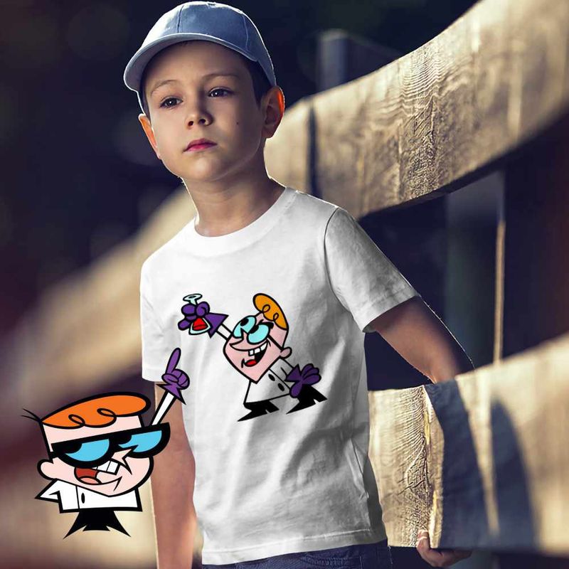Fashion, accesorii si bijuterii - Copii - Imbracaminte copii - Tricouri copii - Tricou Copii Baieti Laborator Dexter Evrika Formula Chimie, alb, marime XS Copii - Infinity.ro