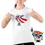 Fashion, accesorii si bijuterii - Copii - Imbracaminte copii - Tricouri copii - Tricou Copii Fete Dexters Laboratory Major Glory Super Erou, alb, marime L Copii - Infinity.ro