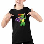 Fashion, accesorii si bijuterii - Copii - Imbracaminte copii - Tricouri copii - Tricou Copii Fete Franklin Testoasa Gladiator CoolTrend, negru, marime XL Copii - Infinity.ro