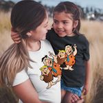 Fashion, accesorii si bijuterii - Copii - Imbracaminte copii - Tricouri copii - Tricou Copii Fete Familia Flintstone Fred Barney Epoca de Piatra, alb, marime M Copii - Infinity.ro