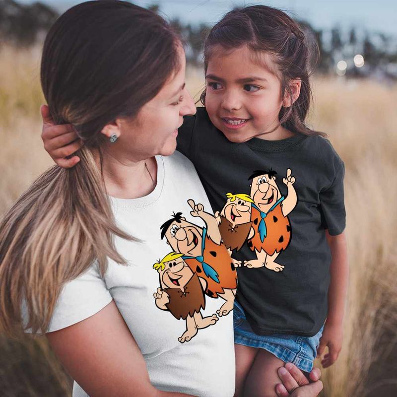 Fashion, accesorii si bijuterii - Copii - Imbracaminte copii - Tricouri copii - Tricou Copii Fete Familia Flintstone Fred Barney Epoca de Piatra, alb, marime M Copii - Infinity.ro
