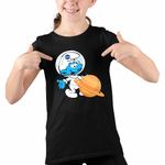 Fashion, accesorii si bijuterii - Copii - Imbracaminte copii - Tricouri copii - Tricou Copii Fete Strumfii Astronaut Saturn Nasa CoolTrend, negru, marime XS Copii - Infinity.ro