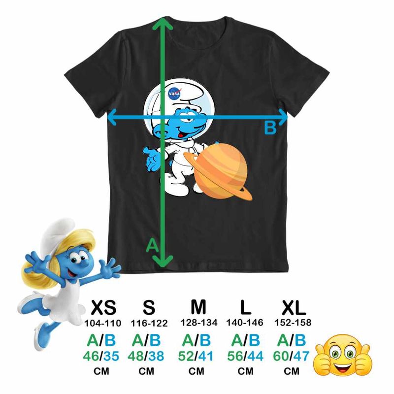 Fashion, accesorii si bijuterii - Copii - Imbracaminte copii - Tricouri copii - Tricou Copii Fete Strumfii Astronaut Saturn Nasa CoolTrend, negru, marime XS Copii - Infinity.ro