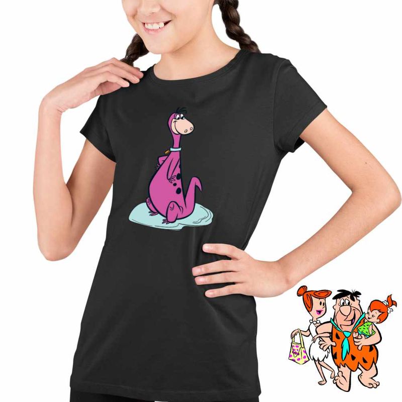 Fashion, accesorii si bijuterii - Copii - Imbracaminte copii - Tricouri copii - Tricou Copii Fete Familia Flintstone Dino Caine Epoca de Piatra, negru, marime M Copii - Infinity.ro