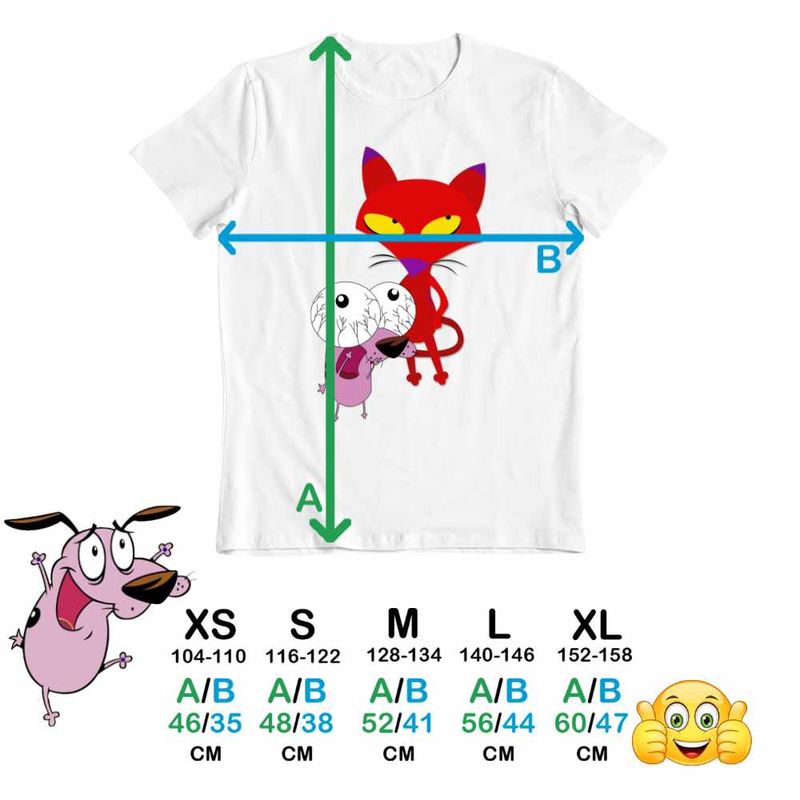 Fashion, accesorii si bijuterii - Copii - Imbracaminte copii - Tricouri copii - Tricou Copii Baieti Catel Speriat Curaj Pisica Rosie Malefica, alb, marime M Copii - Infinity.ro