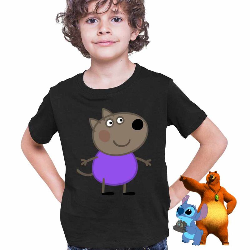 Fashion, accesorii si bijuterii - Copii - Imbracaminte copii - Tricouri copii - Tricou Copii Baieti Catelul Danny Purcelusa Peppa Pig CoolTrend, negru, marime S Copii - Infinity.ro