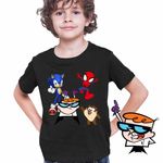 Fashion, accesorii si bijuterii - Copii - Imbracaminte copii - Tricouri copii - Tricou Copii Baieti laboratorul lui Dexter Sonic Paienjenel Taz Diavol Tasmanian, negru, marime S Copii - Infinity.ro
