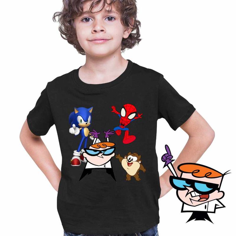 Fashion, accesorii si bijuterii - Copii - Imbracaminte copii - Tricouri copii - Tricou Copii Baieti laboratorul lui Dexter Sonic Paienjenel Taz Diavol Tasmanian, negru, marime S Copii - Infinity.ro