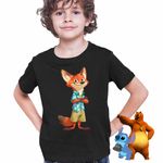 Fashion, accesorii si bijuterii - Copii - Imbracaminte copii - Tricouri copii - Tricou Copii Baieti Zootopia Nick Wilde CoolTrend, negru, marime XL Copii - Infinity.ro