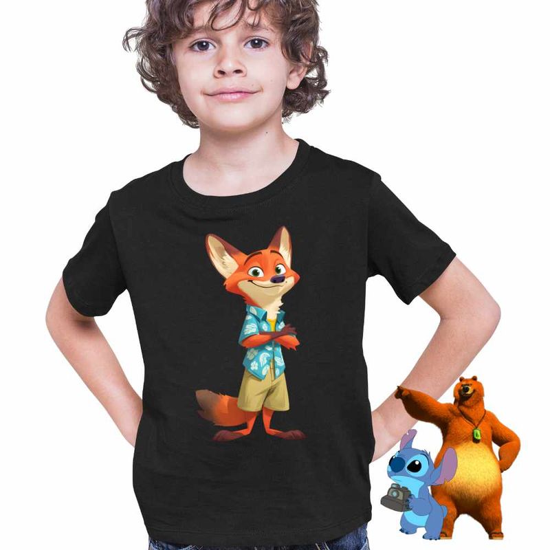 Fashion, accesorii si bijuterii - Copii - Imbracaminte copii - Tricouri copii - Tricou Copii Baieti Zootopia Nick Wilde CoolTrend, negru, marime XL Copii - Infinity.ro