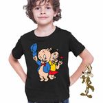 Fashion, accesorii si bijuterii - Copii - Imbracaminte copii - Tricouri copii - Tricou Copii Baieti Porky Petunia Looney Tunes, negru, marime XS Copii - Infinity.ro