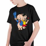 Fashion, accesorii si bijuterii - Copii - Imbracaminte copii - Tricouri copii - Tricou Copii Baieti Porky Petunia Looney Tunes, negru, marime XS Copii - Infinity.ro