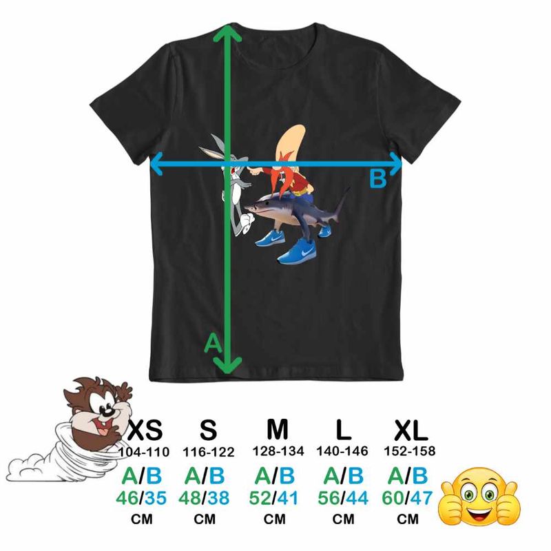Fashion, accesorii si bijuterii - Copii - Imbracaminte copii - Tricouri copii - Tricou Copii Fete Yosemite Sam Tralalero Tralala Rechin, negru, marime S Copii - Infinity.ro