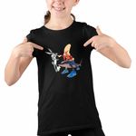 Fashion, accesorii si bijuterii - Copii - Imbracaminte copii - Tricouri copii - Tricou Copii Fete Yosemite Sam Tralalero Tralala Rechin, negru, marime S Copii - Infinity.ro