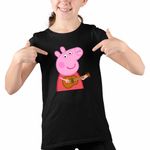 Fashion, accesorii si bijuterii - Copii - Imbracaminte copii - Tricouri copii - Tricou Copii Fete Peppa Canta la Chitara CoolTrend, negru, marime M Copii - Infinity.ro