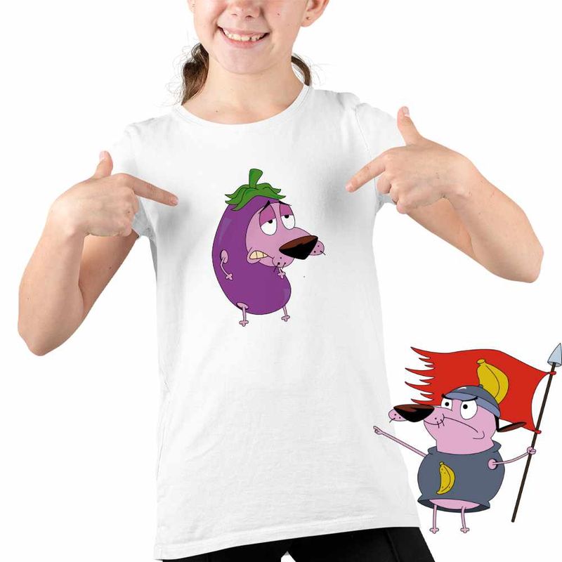 Fashion, accesorii si bijuterii - Copii - Imbracaminte copii - Tricouri copii - Tricou Copii Fete Curaj Cainele cel Fricos Vanata Cartoon, alb, marime XS Copii - Infinity.ro