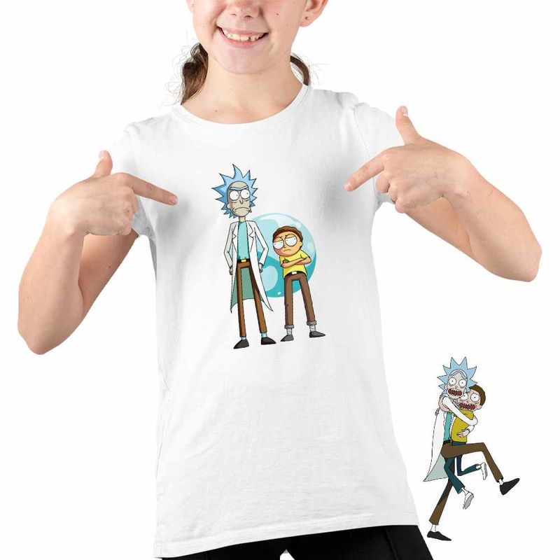 Fashion, accesorii si bijuterii - Copii - Imbracaminte copii - Tricouri copii - Tricou Copii Fete Rick and Morty, alb, marime S Copii - Infinity.ro