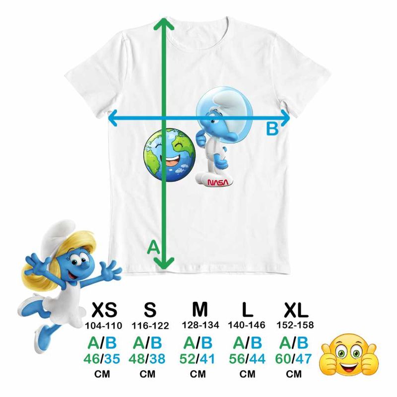 Fashion, accesorii si bijuterii - Copii - Imbracaminte copii - Tricouri copii - Tricou Copii Fete Strumfii Astronautul Spatiu CoolTrend, alb, marime XL Copii - Infinity.ro