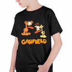 Fashion, accesorii si bijuterii - Copii - Imbracaminte copii - Tricouri copii - Tricou Copii Baieti Garfield Odie Limba Pisica Catel Desene, negru, marime L Copii - Infinity.ro