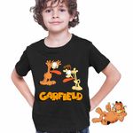 Fashion, accesorii si bijuterii - Copii - Imbracaminte copii - Tricouri copii - Tricou Copii Baieti Garfield Odie Limba Pisica Catel Desene, negru, marime L Copii - Infinity.ro