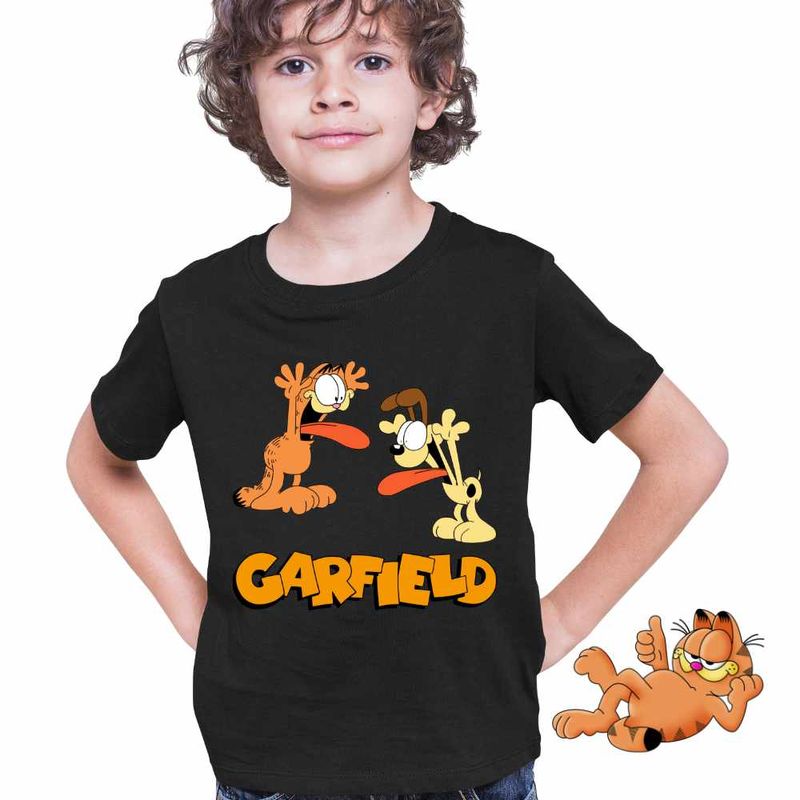 Fashion, accesorii si bijuterii - Copii - Imbracaminte copii - Tricouri copii - Tricou Copii Baieti Garfield Odie Limba Pisica Catel Desene, negru, marime L Copii - Infinity.ro